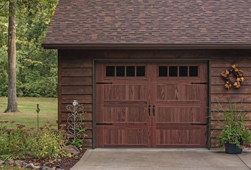 Overlay carriage house garage door
