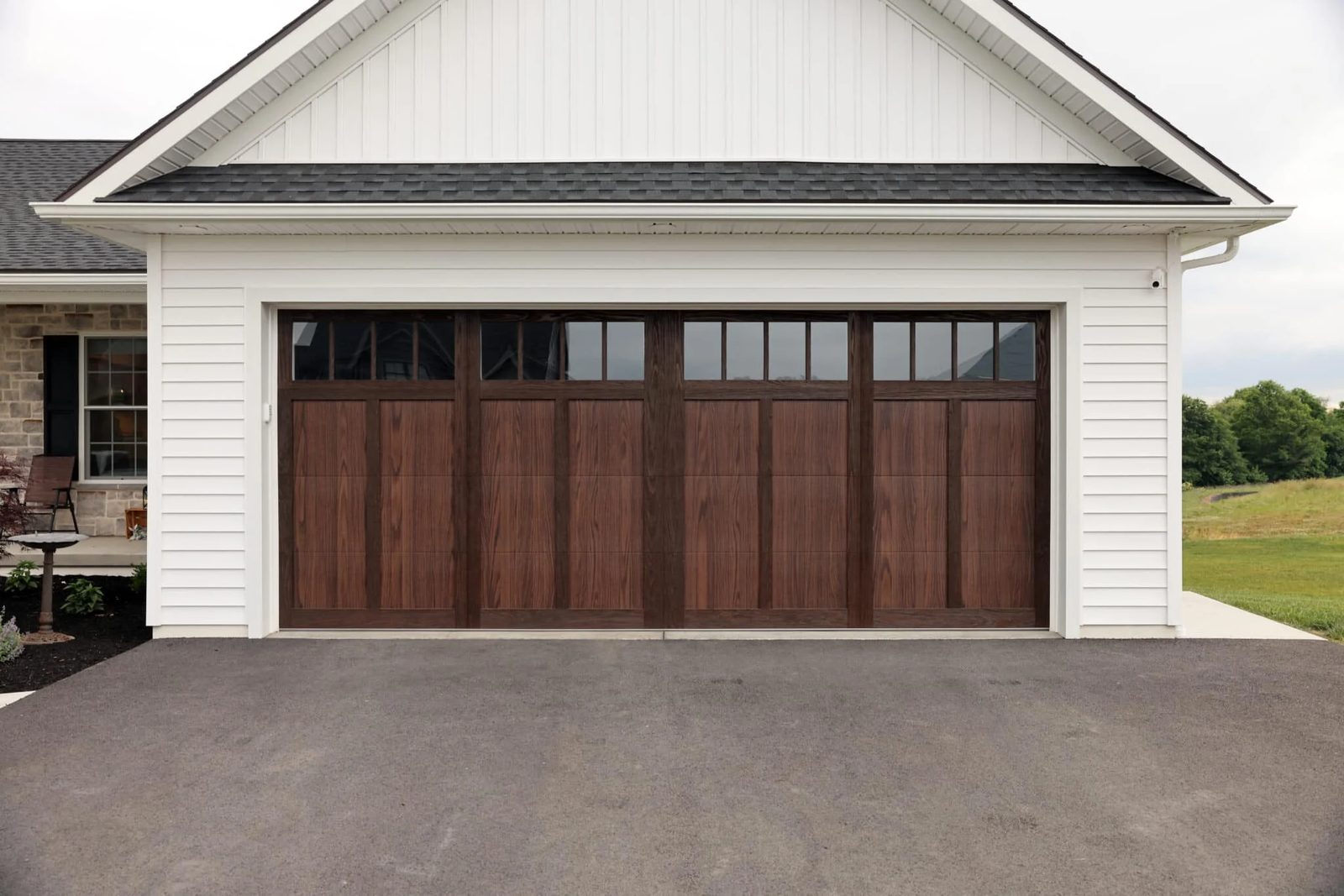 Shoreline dark oak garage door